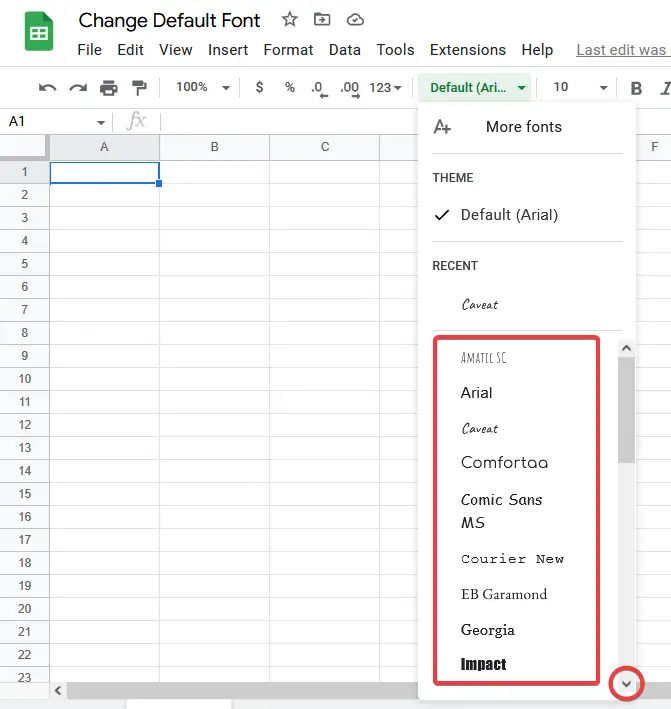 How to Change the Default Font in Google Sheets 3