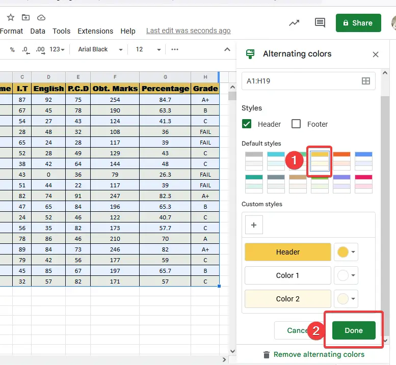 How to Color Alternate Rows in Google Sheets 4