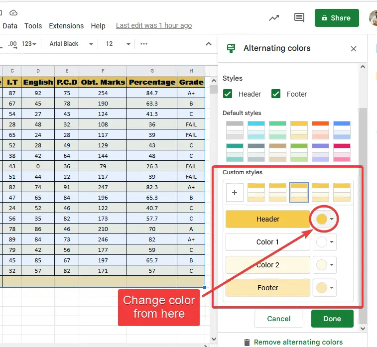 How to Color Alternate Rows in Google Sheets 9