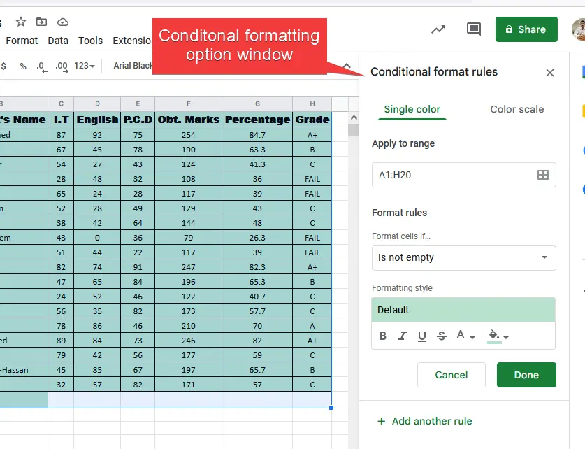 How to Color Alternate Rows in Google Sheets 12