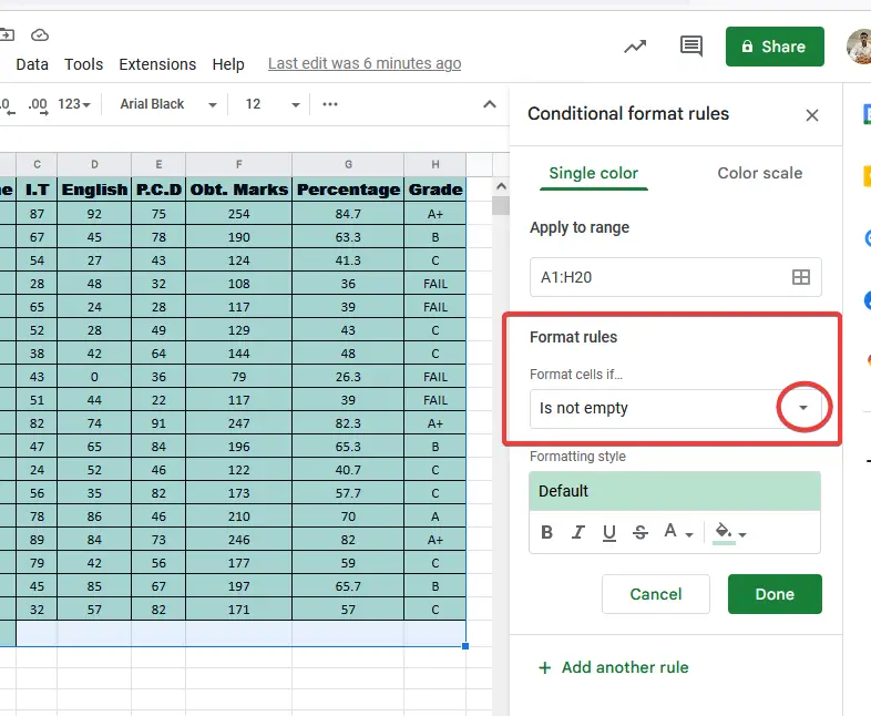 How to Color Alternate Rows in Google Sheets 13