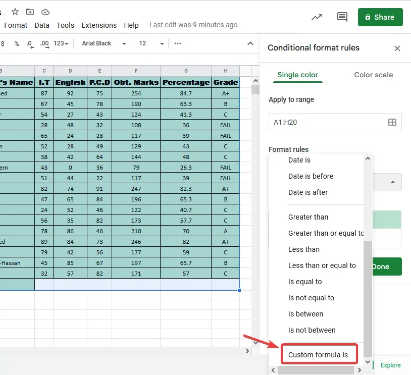 How to Color Alternate Rows in Google Sheets 14