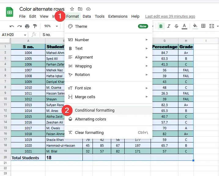 How to Color Alternate Rows in Google Sheets 21
