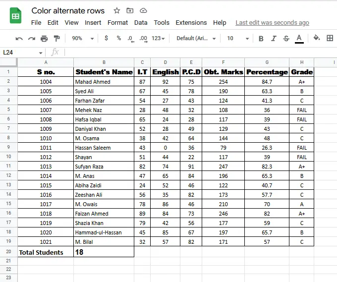 How to Color Alternate Rows in Google Sheets 25