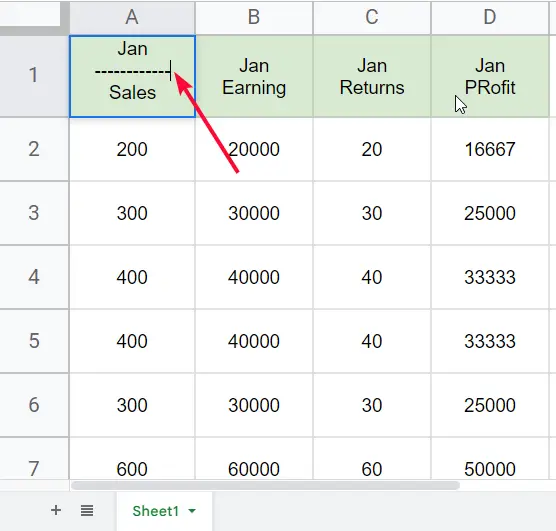 How to Insert a Diagonal Line in a cell in Google Sheets 4