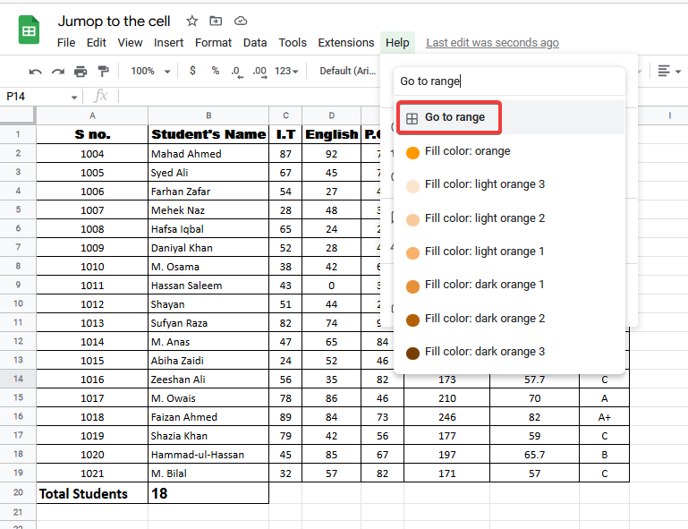 How to Navigate to a Specific Cell or Range in Google Sheets 3