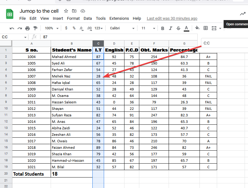 How to Navigate to a Specific Cell or Range in Google Sheets 14