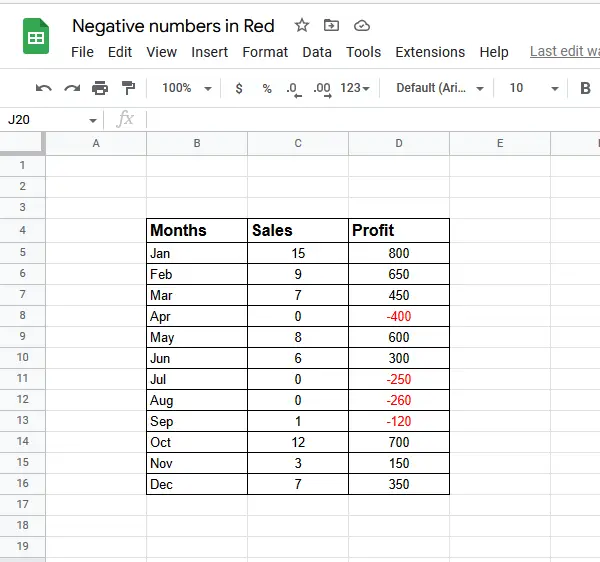 How to Show Negative Numbers in Red in Google Sheets 15
