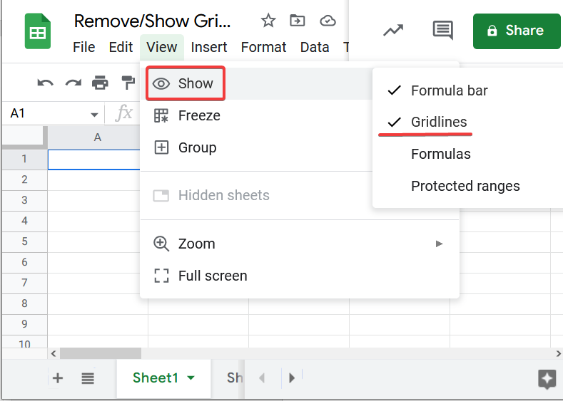 How to Show and Hide Gridlines in Google Sheets 5