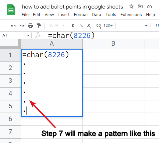 How to add bullet points in google sheets 15