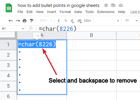 How to add bullet points in google sheets 16