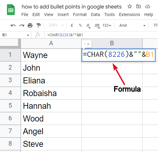 How to add bullet points in google sheets 26