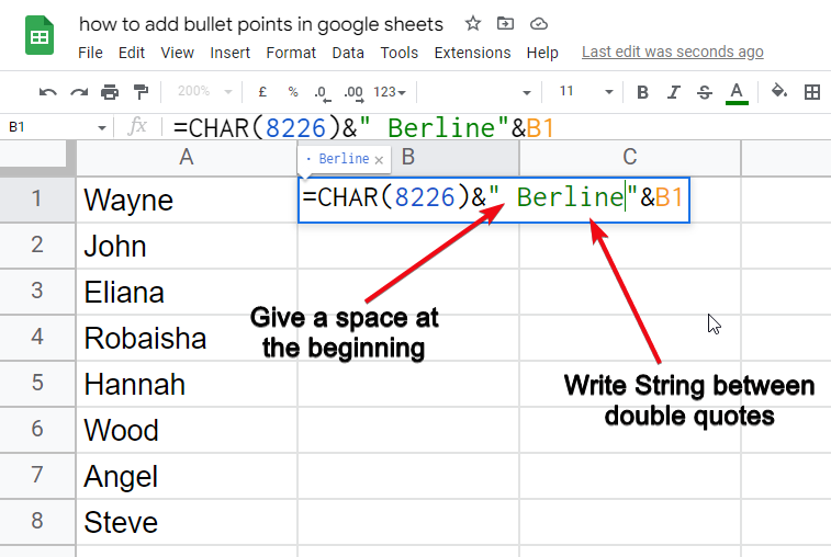 How to add bullet points in google sheets 27