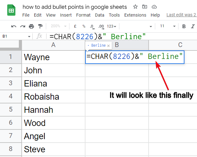 How to add bullet points in google sheets 29
