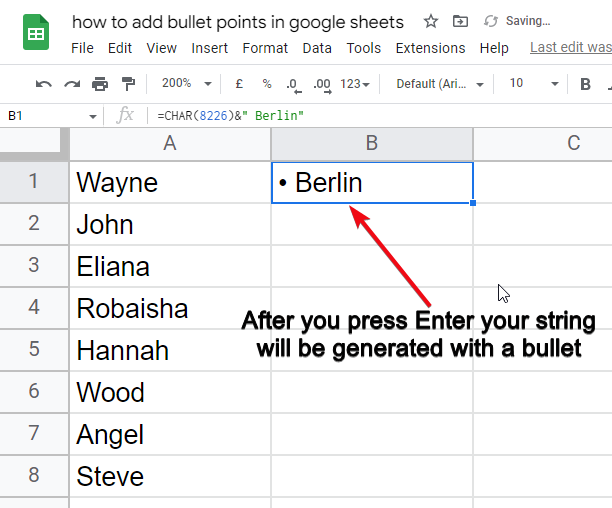 How to add bullet points in google sheets 30
