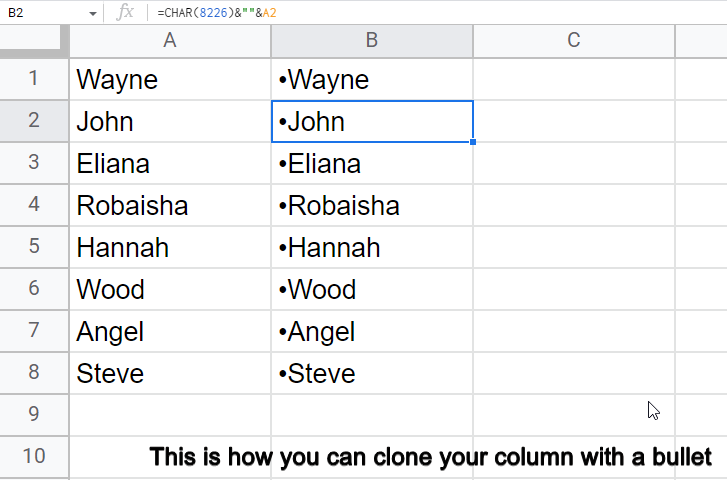 How to add bullet points in google sheets 33