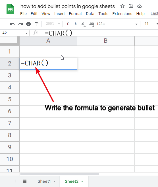 How to add bullet points in google sheets 6