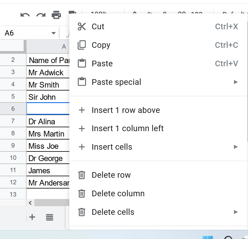 How to delete empty rows and columns 2