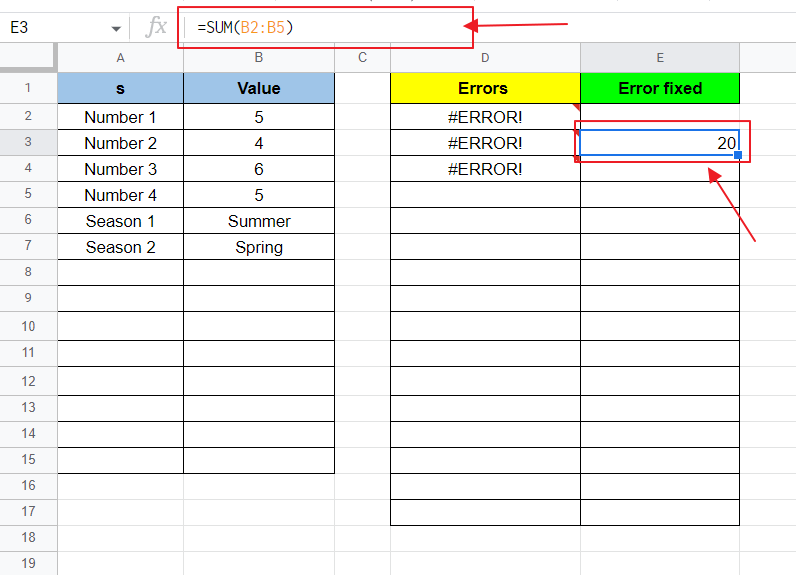 How to fix Formula Parse Error in Google Sheets 7