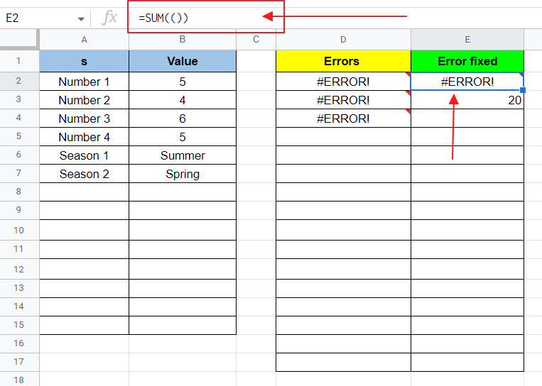How to fix Formula Parse Error in Google Sheets 8