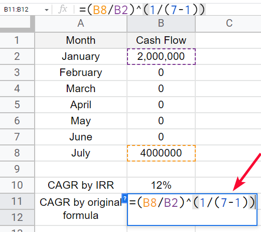 How to use IRR Function in Google Sheets 17