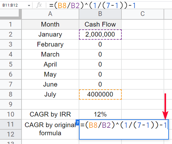 How to use IRR Function in Google Sheets 18