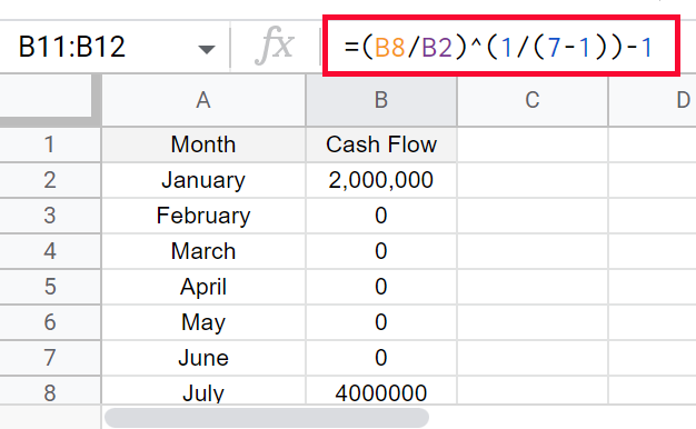 How to use IRR Function in Google Sheets 19