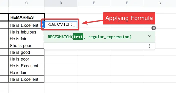 How to use REGEXMATCH Function in Google Sheets 9