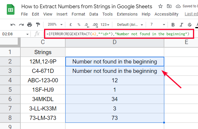how to Extract Numbers from Strings in Google Sheets 16