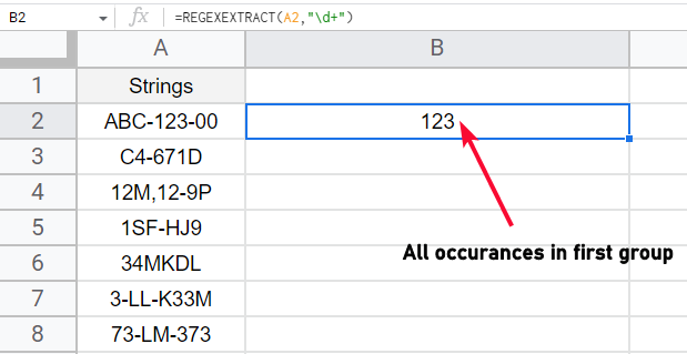 how to Extract Numbers from Strings in Google Sheets 8
