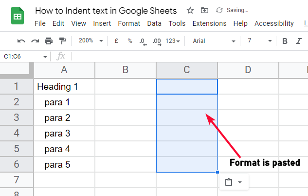 how to Indent text in Google Sheets 16