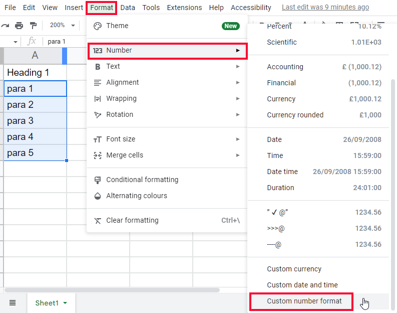 how to Indent text in Google Sheets 3