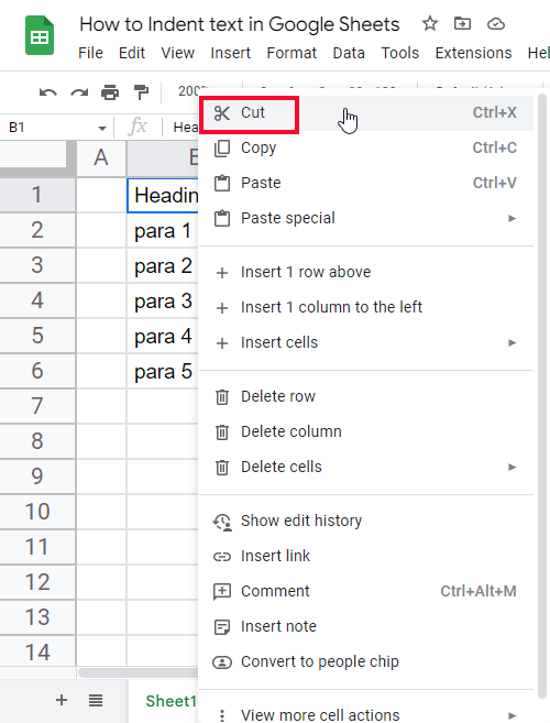 how to Indent text in Google Sheets 22
