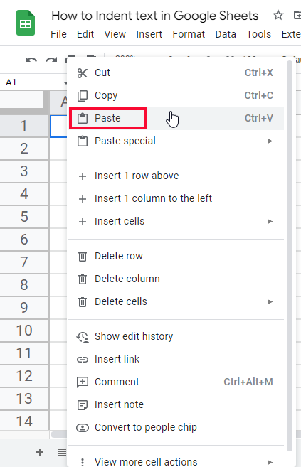 how to Indent text in Google Sheets 23