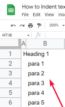 how to Indent text in Google Sheets 26