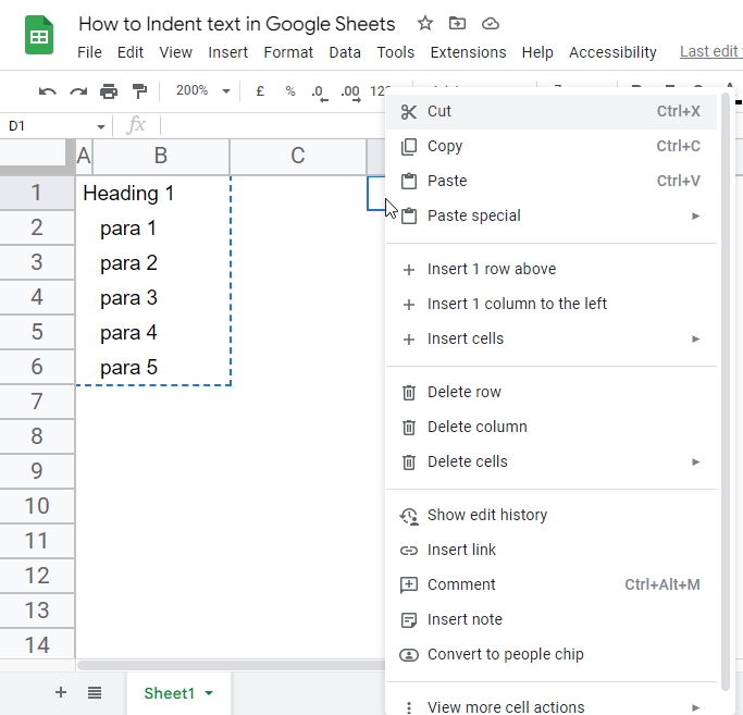 how to Indent text in Google Sheets 29