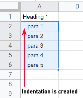 how to Indent text in Google Sheets 6