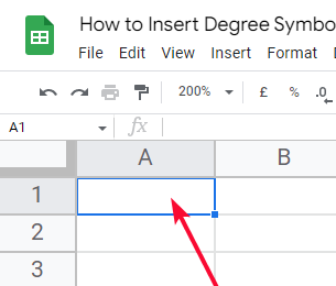 how to Insert Degree Symbol in Google Sheets 1