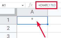 how to Insert Degree Symbol in Google Sheets 9
