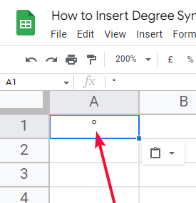 how to Insert Degree Symbol in Google Sheets 22