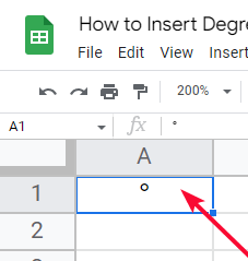 how to Insert Degree Symbol in Google Sheets 4