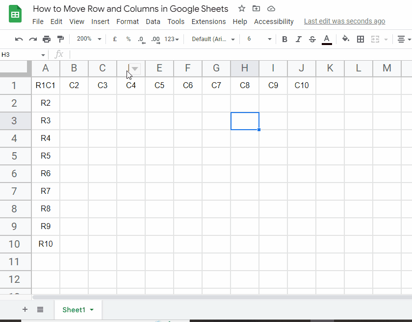 how to Move Rows and Columns in Google Sheets 13
