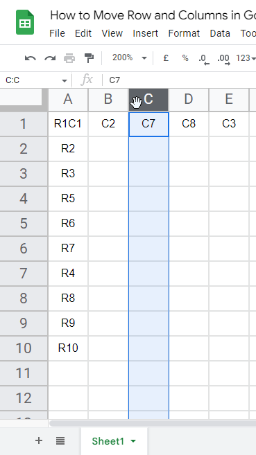 how to Move Rows and Columns in Google Sheets 14