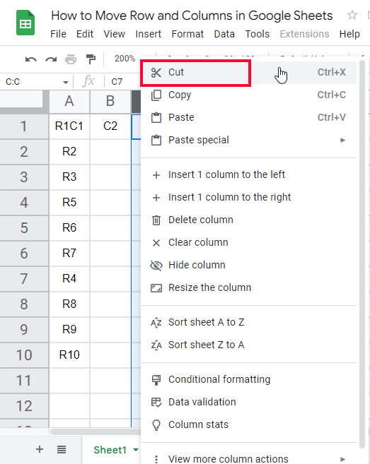 how to Move Rows and Columns in Google Sheets 15
