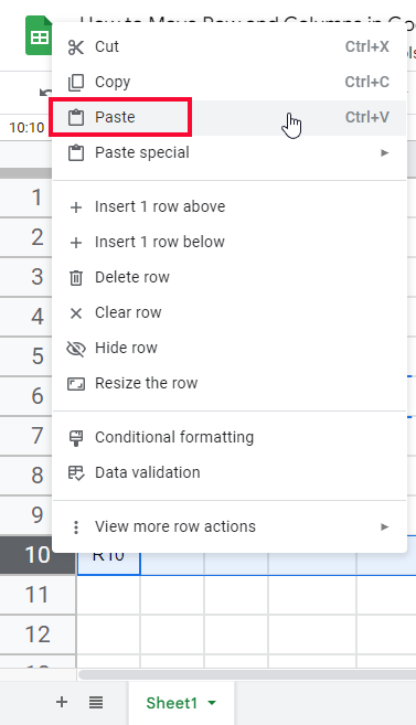 how to Move Rows and Columns in Google Sheets 21
