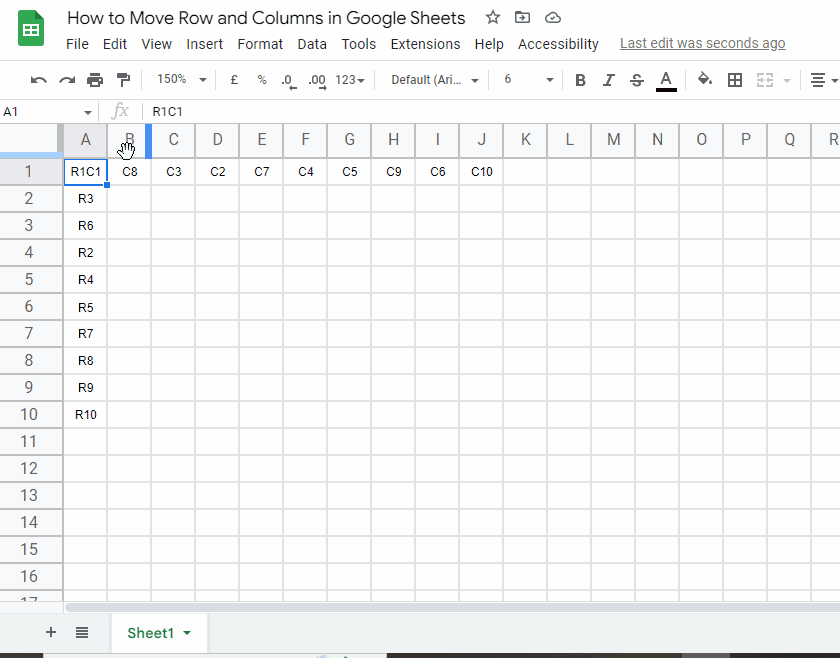 how to Move Rows and Columns in Google Sheets 23