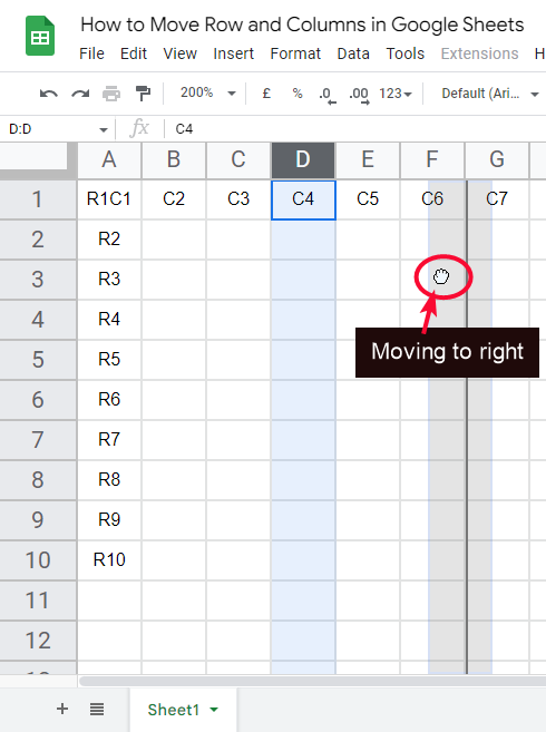 how to Move Rows and Columns in Google Sheets 3