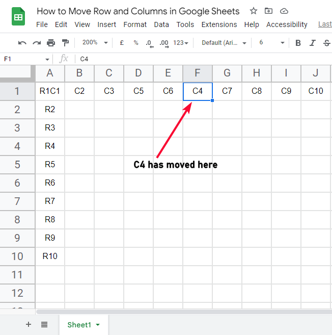 how to Move Rows and Columns in Google Sheets 5