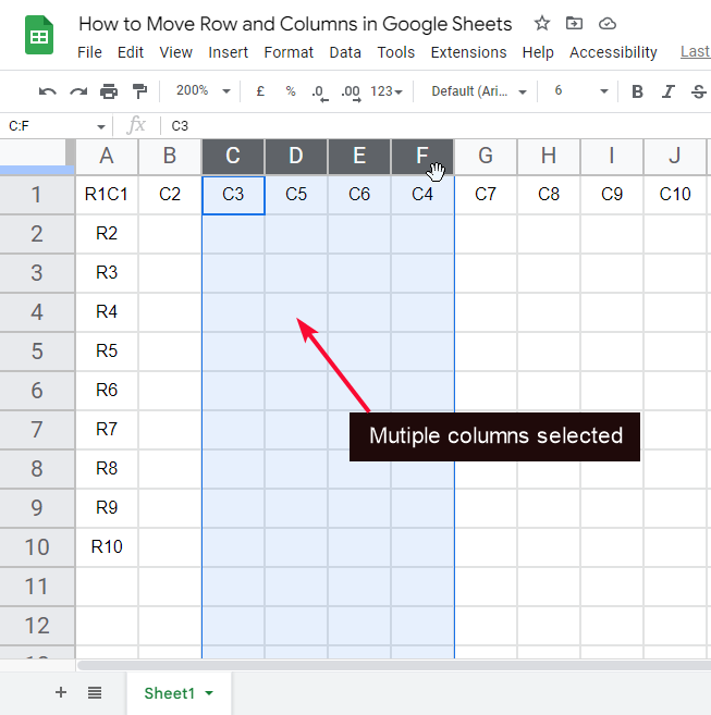 how to Move Rows and Columns in Google Sheets 6