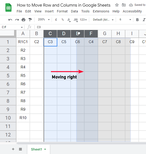 how to Move Rows and Columns in Google Sheets 7